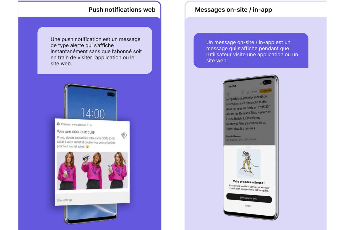 exemple de push notifications web et mobile