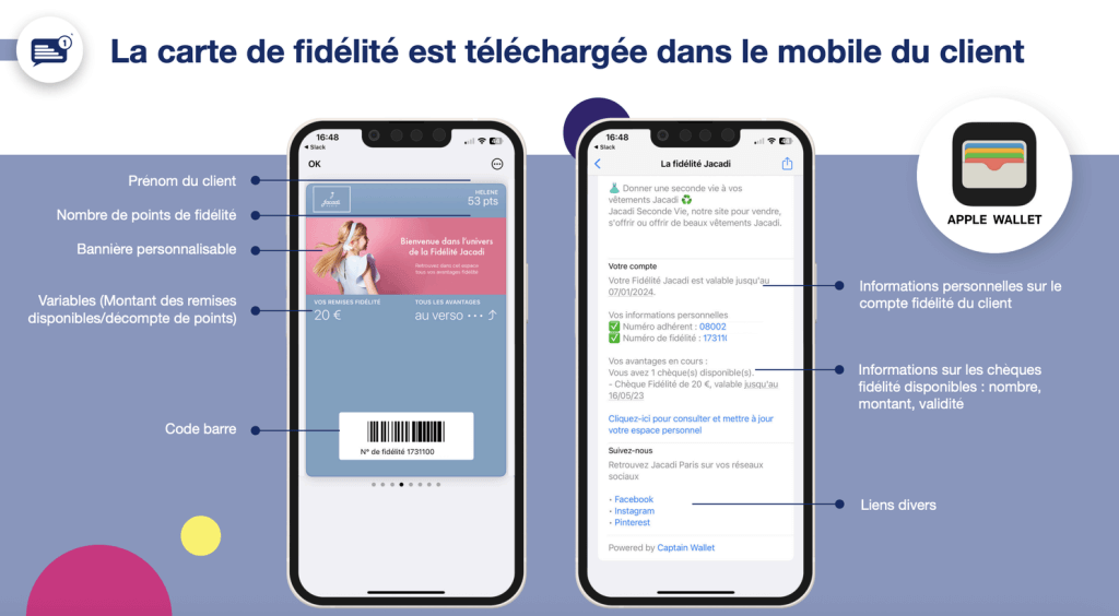 carte de fidélité jacadi dans mobile client