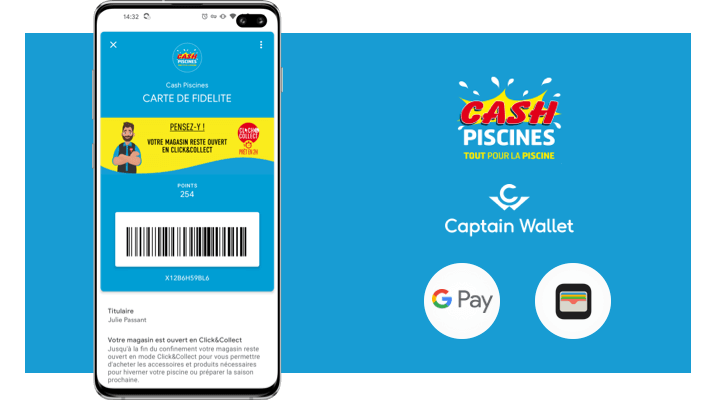 Visuel Cash Piscines interagit avec ses clients sur mobile grâce au wallet